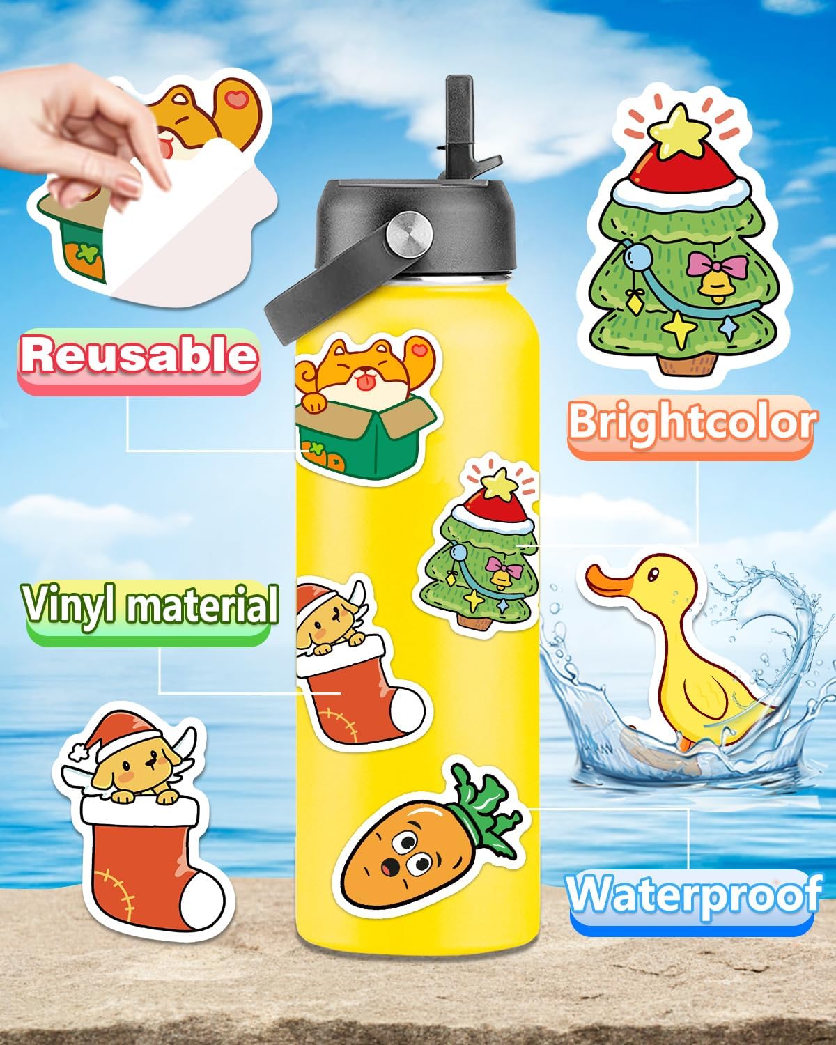 Apakkai 600 Pcs Cute Stickers for Kids - 300PCS - image 3