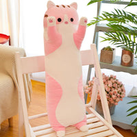 Long Cat Plush Pillow Soft Cat Hugging Pillow Stuffed Animal Pillow - Pink / 27.55 inches - image 3