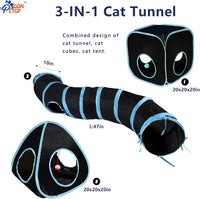 GONPETGP Cat Tunnels for Indoor Cats with Cube Tent Toys Combo - A-Black - image 2