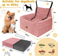 Dog Car Seat for Small/Medium Dogs, Memory Foam Dog Booster Seat - Pink / Large - image 2