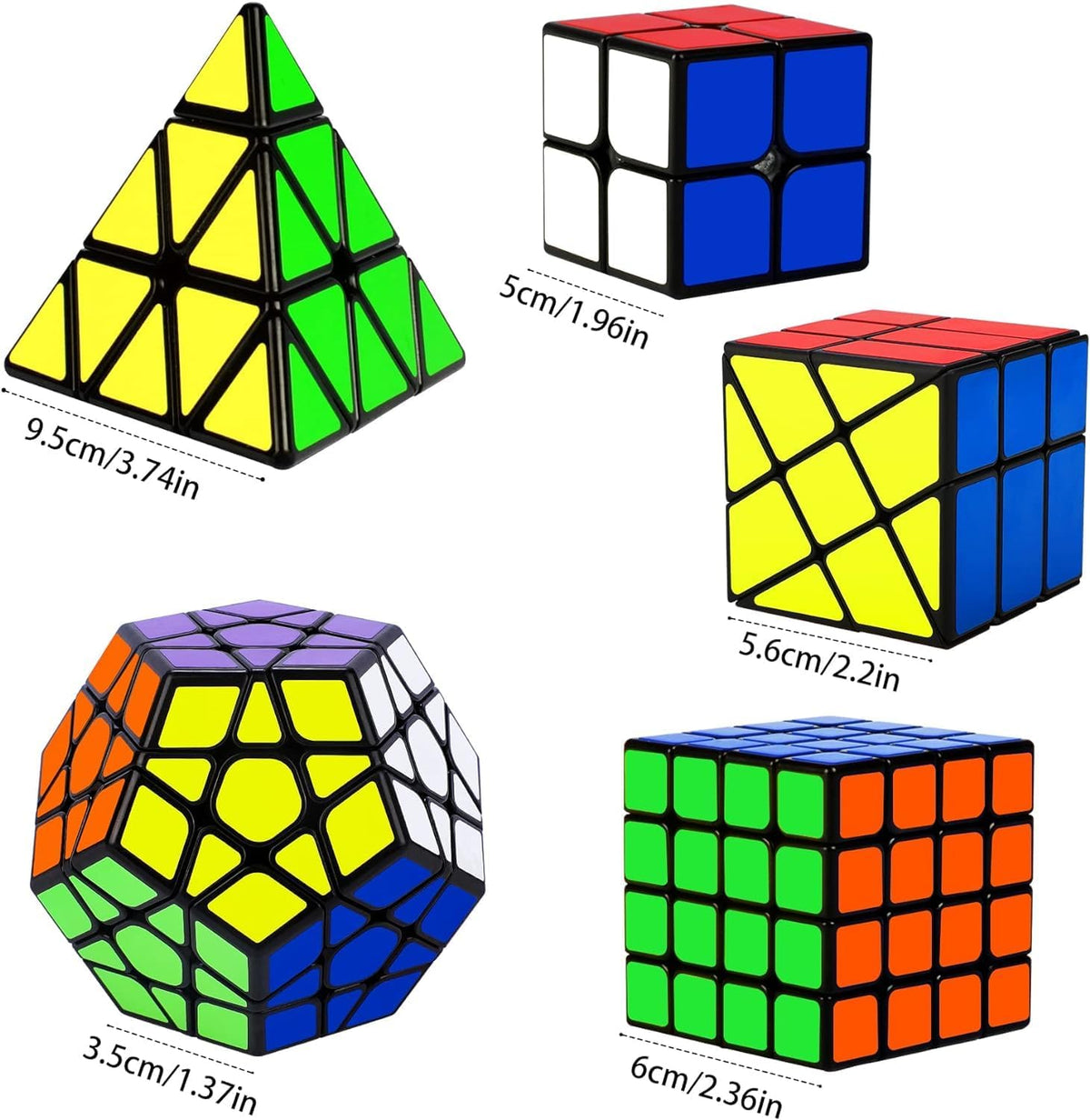 Speed Cube Set, 2x2, 4x4, Pyraminx, Pyramid, Megaminx - image 3