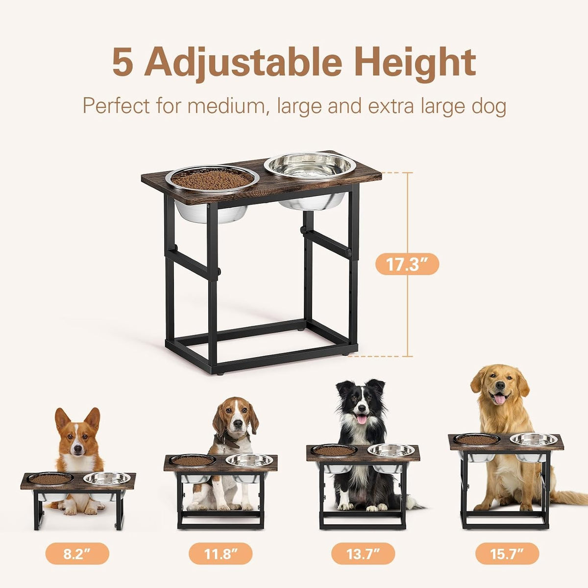 Elevated Dog Bowls for X-Large and Large Breed - Black - image 2