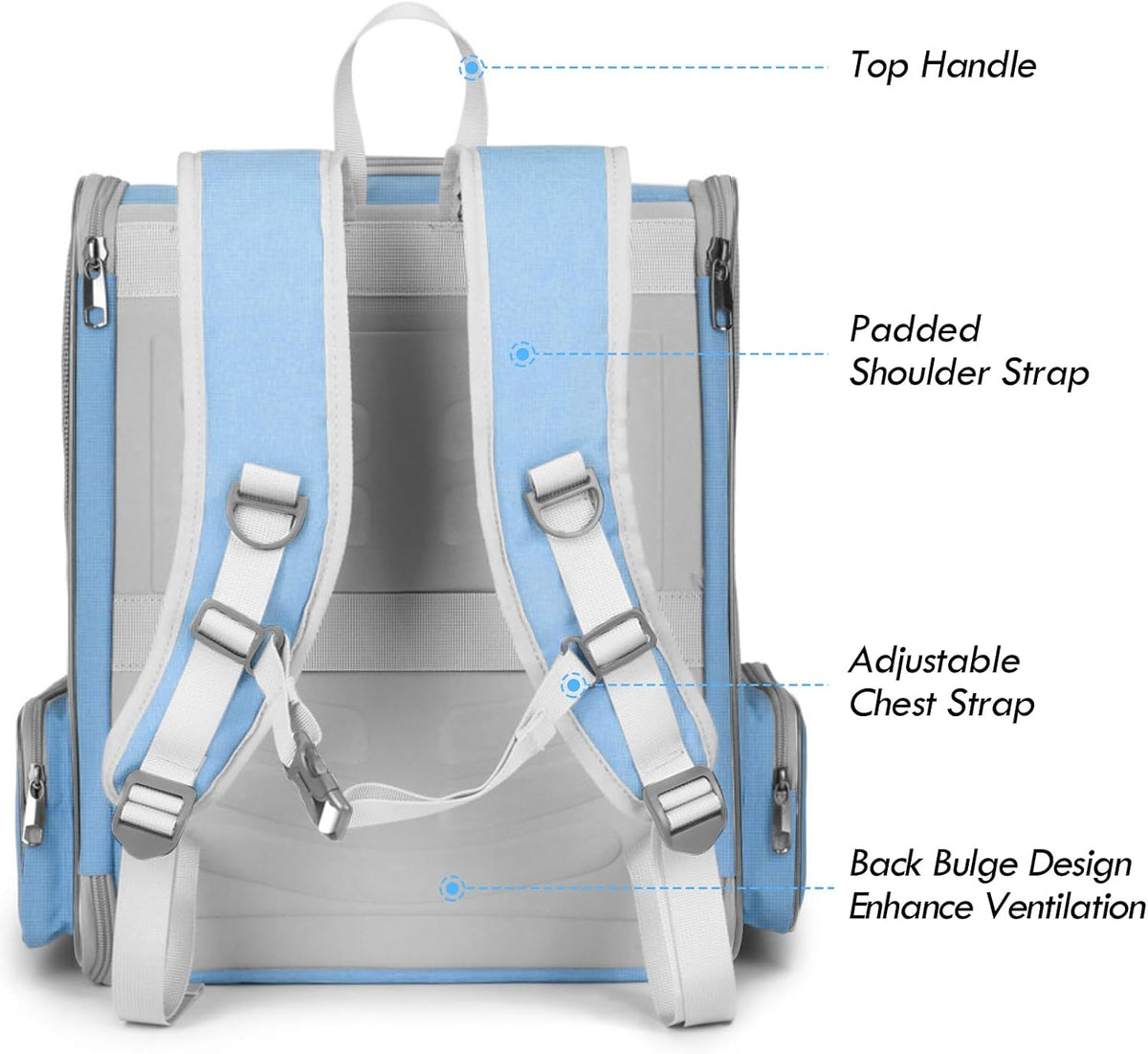 Cat Backpack Carrier, Small Dog Carrier Backpack with Fully Ventilated Mesh, Kitten Wand Feather - Blue - image 3