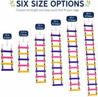 Flexible Wooden Bird Ladder Bridge for Cages, 8 Steps - 10Inch- 4 Ladders - image 4