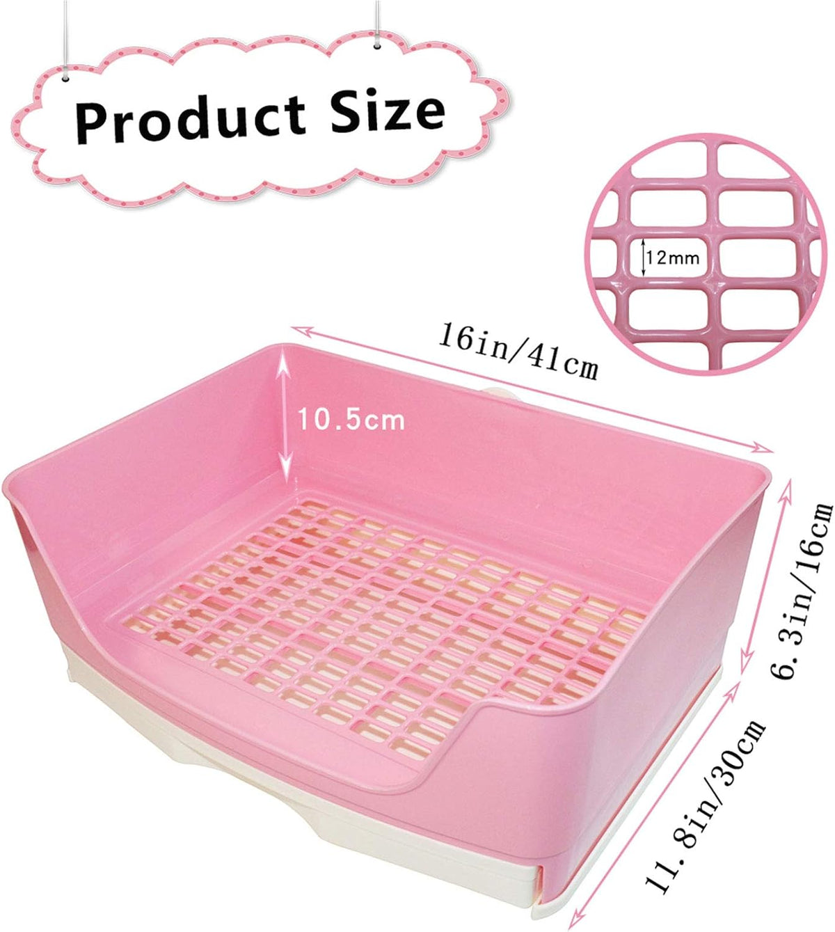 PINVNBY Plastic Rabbit Litter Box with Drawer - Pink - image 3