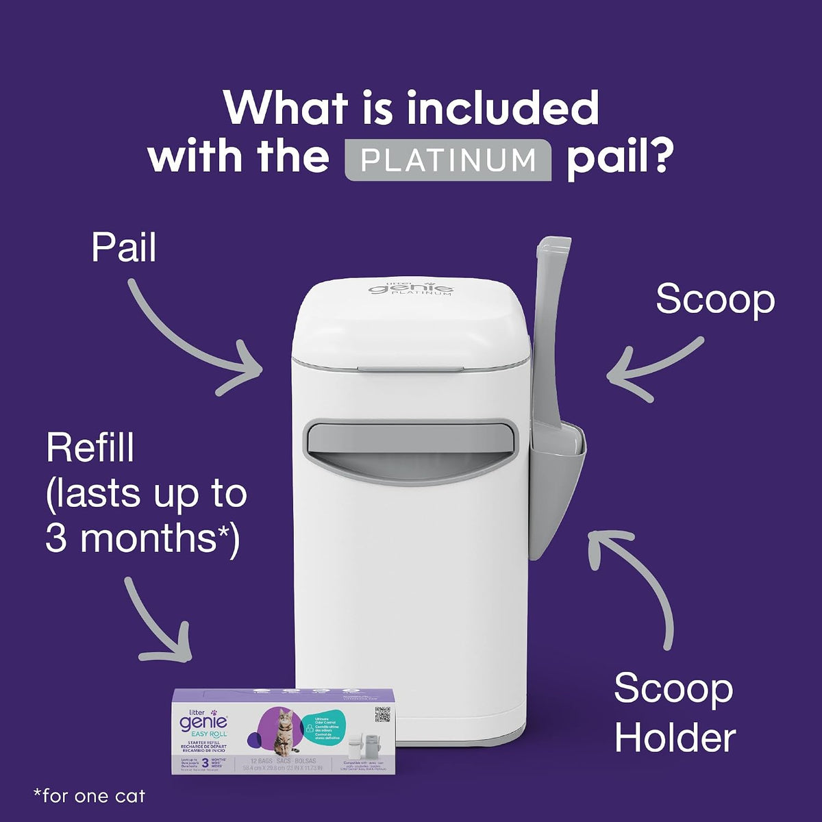 Litter Genie Easy Roll Pail with Easy Roll Refill - White - image 4