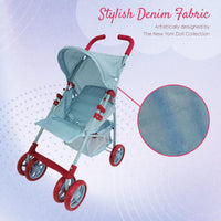 Baby Doll Stroller for Toddler Girls & Big Kids up to 8 Years Old - Light Denim - image 4