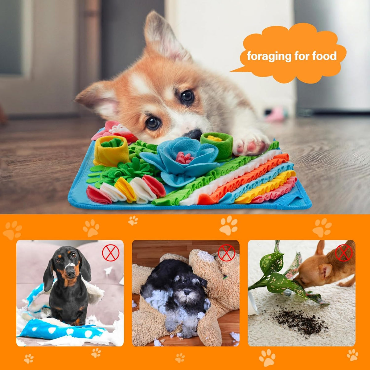Snuffle Mat for Dogs, Sniff Mat Slow Feeding Mat for Small Pets Cats, Rabbits - Help Stress Relief - Blue - image 3