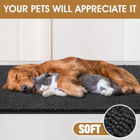 IM HOME Extra Large 71" x 25" Dark Grey Dog Door Mats for Muddy Paws, Chenille Absorbent Dog Mat, Non Slip Heavy Mud Mat for Dogs, Soft Pet Bed Mat for Entryway, Mud Paws, Inside Floor