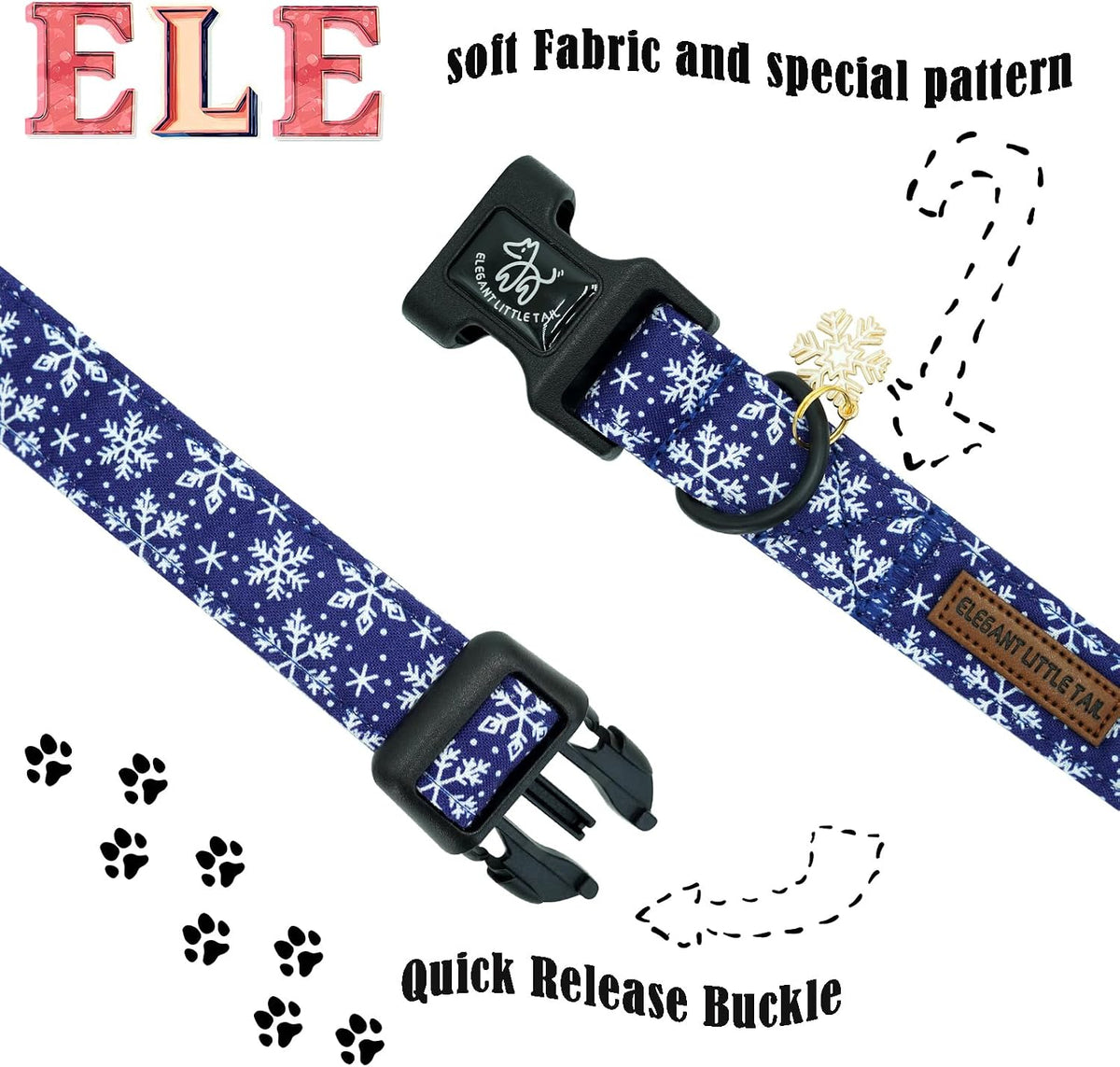 Elegant little tail Dog Collar - Snow / Large (Pack of 1) - image 4