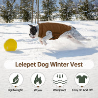 Lelepet Reversible Dog Coat Windproof Dog Jacket Lightweight Puffer - Small / Brown - image 4
