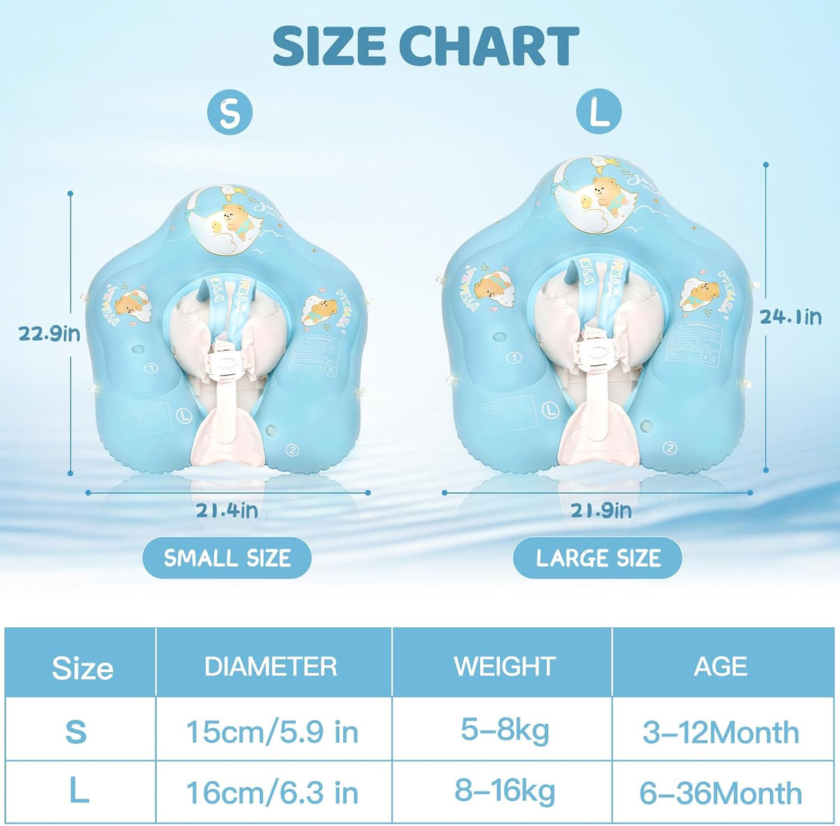 LOOWARTS baby pool float with UPF 50+ sun canopy and safety seat - view 5