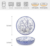 Selamica Ceramic Cat Bowls Set of 6 - 5.6 Inch, Set of 4 / Vintage Blue - image 2