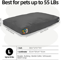 Sytopia 36-Inch Canvas Outdoor Dog Bed, Waterproof & Washable with Removable Cover, Ideal for Medium & Large Dogs, Chew-Proof Great for Indoor, Outdoor, Crate, or Patio Use (Dark Grey)