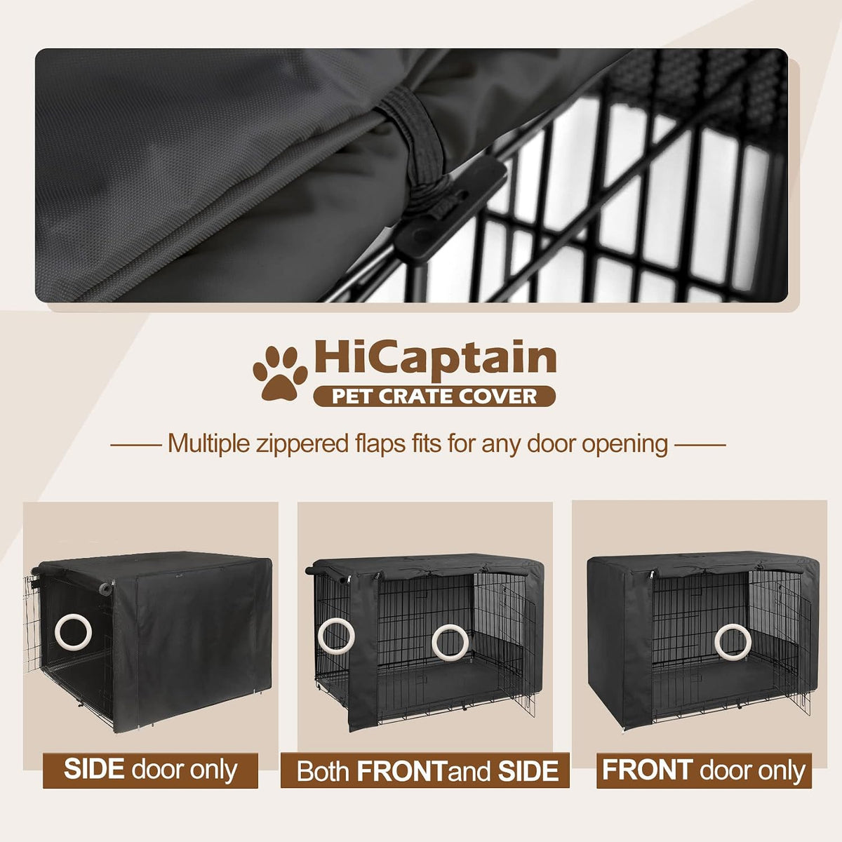 42-Inch Dog Crate Cover with Mesh, Waterproof Kennel Cover - 42.0"L x 28.0"W x 30.0"H / Black - image 2