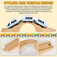 JarThenaAMCS wooden train track expansion set with two bridges and straight tracks - view 3