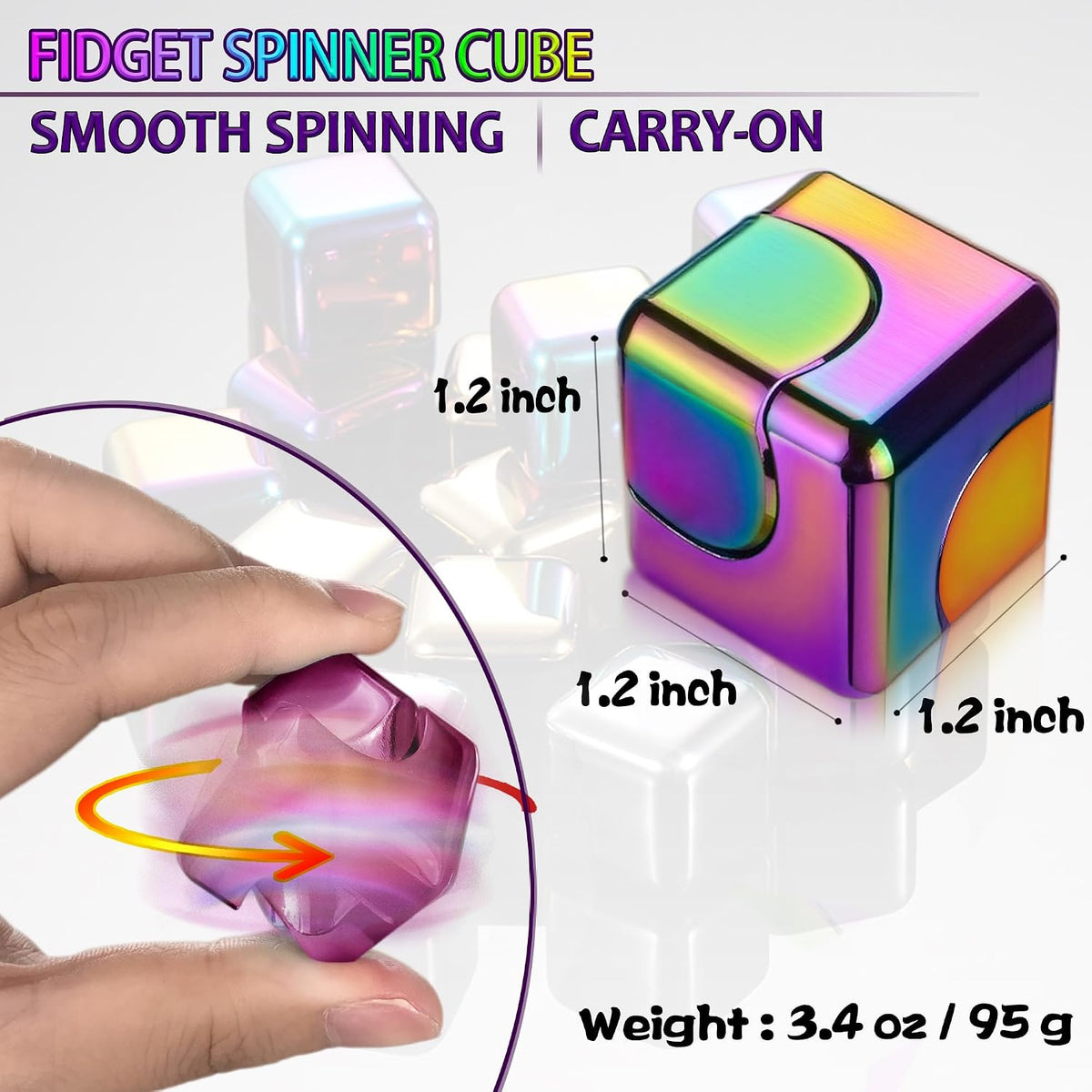 Fidget Spinner Toys Cube Adults - Pink - image 2
