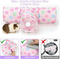 Guinea Pig Tunnel Hideout 3-Way Collapsible Small Pet Tubes - Flower - image 3