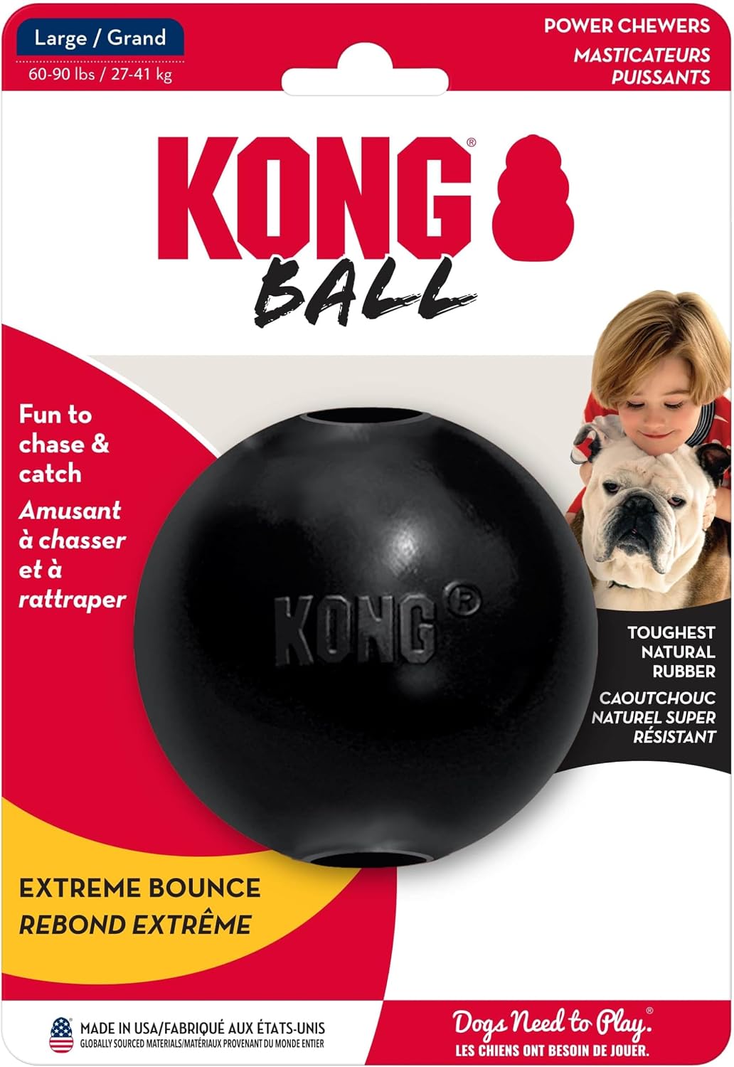 KONG Extreme Ball with Hole, Fetch Toy, Black - Large - image 3