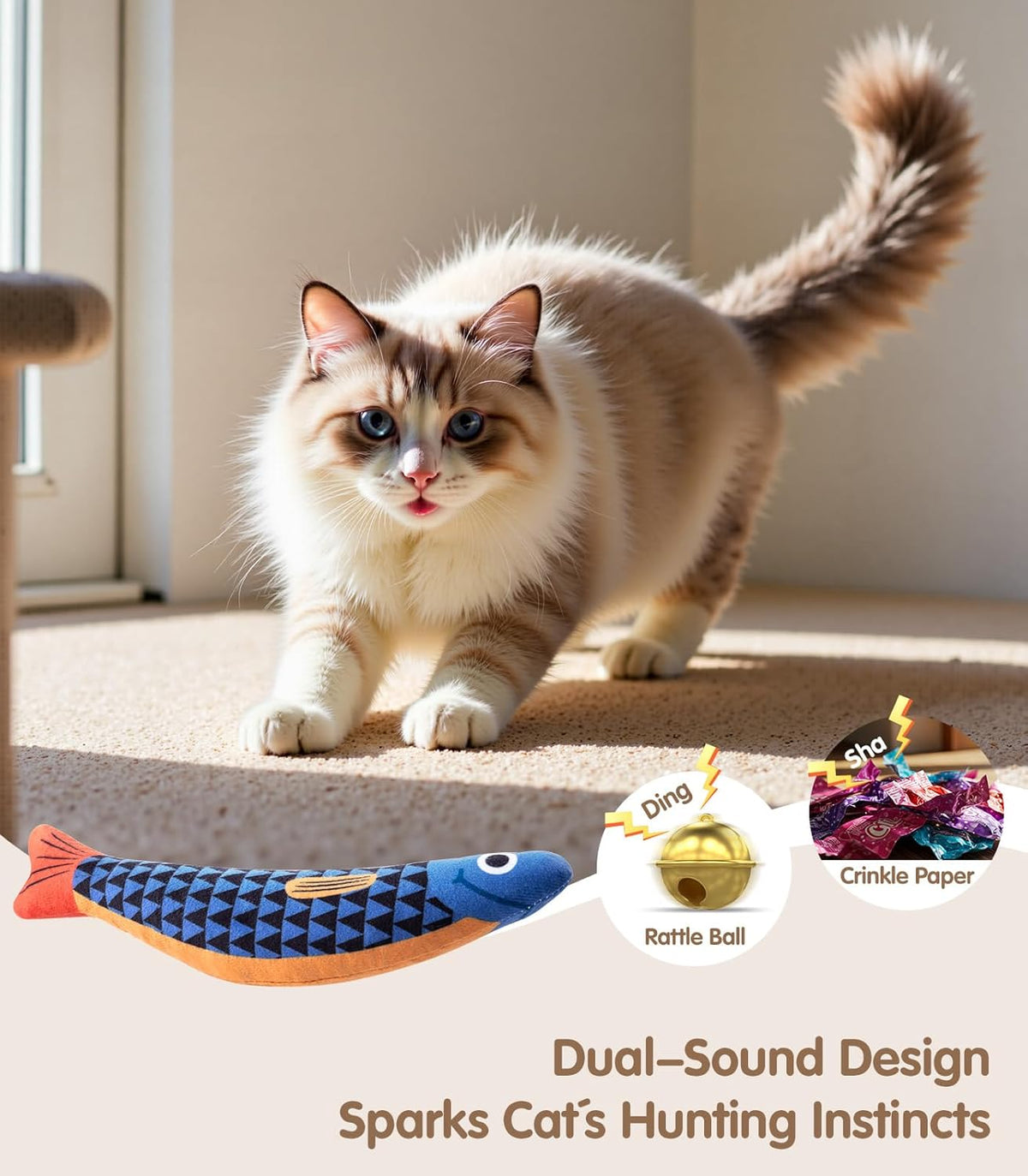 PetBusy Cat Toys with [5000 mg A+Natural Catnip & Silvervine] Kicker - Blue+Yellow+Pink - image 3