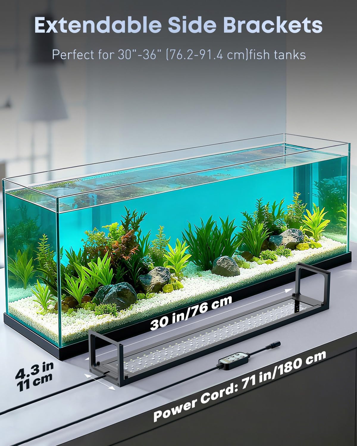 Pawfly Aquarium Light for Plants, 42 W Bluetooth Fish Tank Light - App control / 30" to 36" - image 2