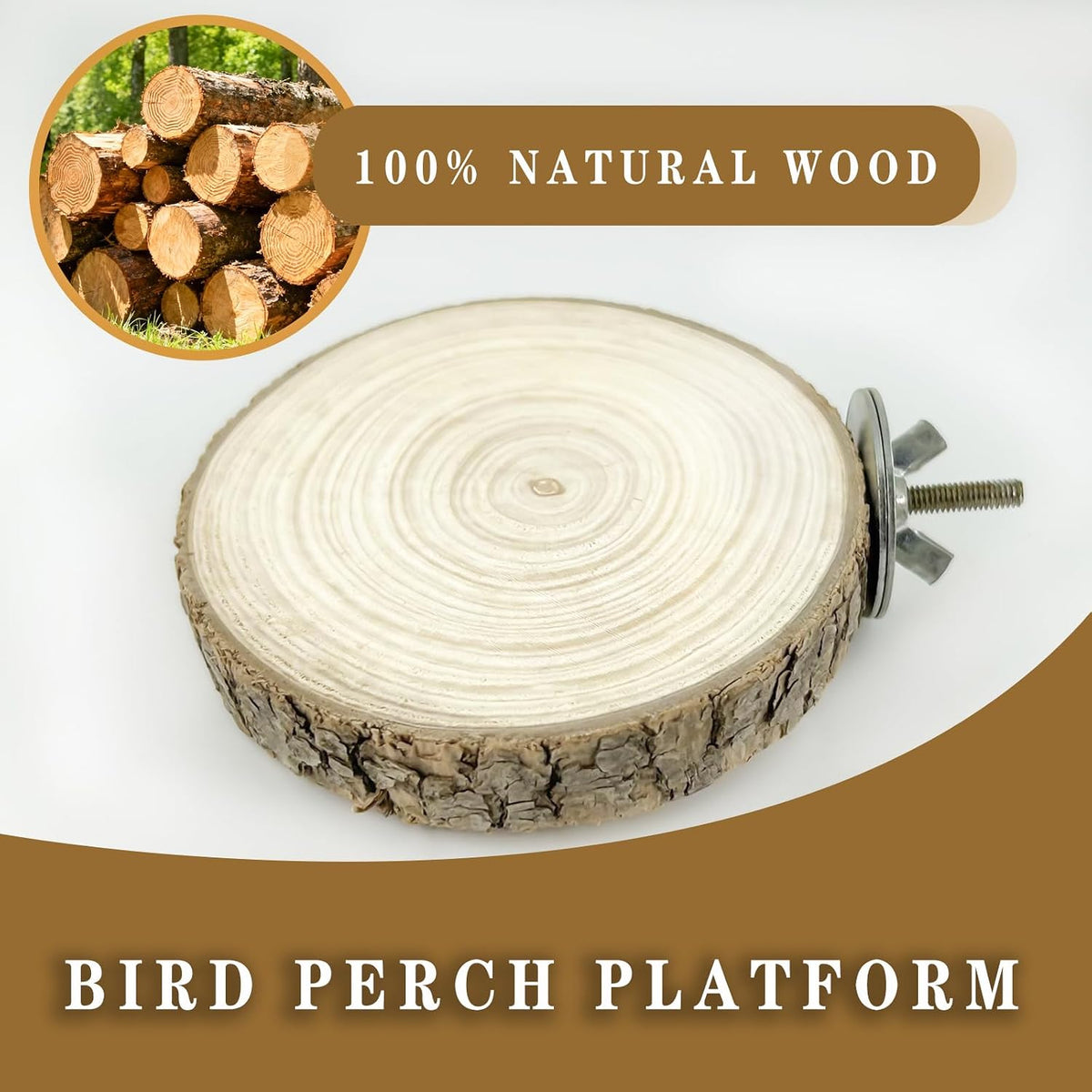 5Pcs Natural Wooden Bird Perch Set, Parrot Perch Toys - Brown / 5PCS-B - image 3