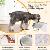Elevated Slow Feeder Dog Bowls with Splash Proof Stand - Medium / Grey - image 3
