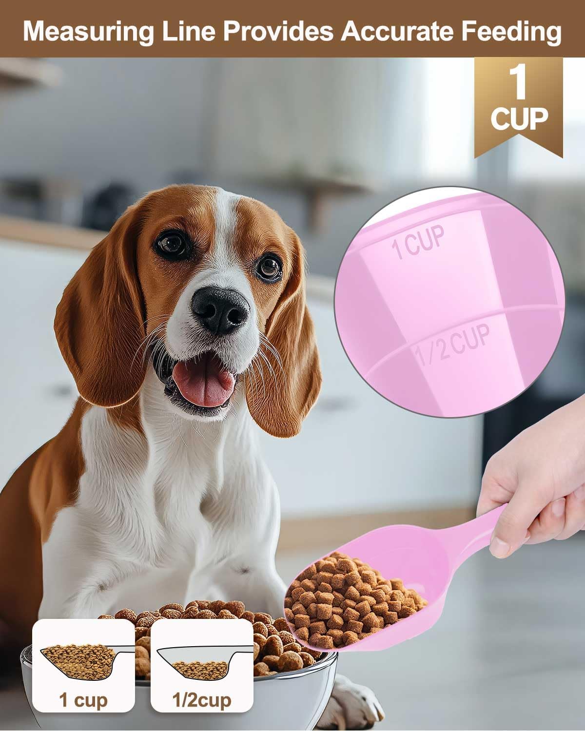 2 PACK Dog Food Scoop,1 Cup Capacity Pet Food Scoop For Dog and Cat – Essentials for Dogs - pink - image 3