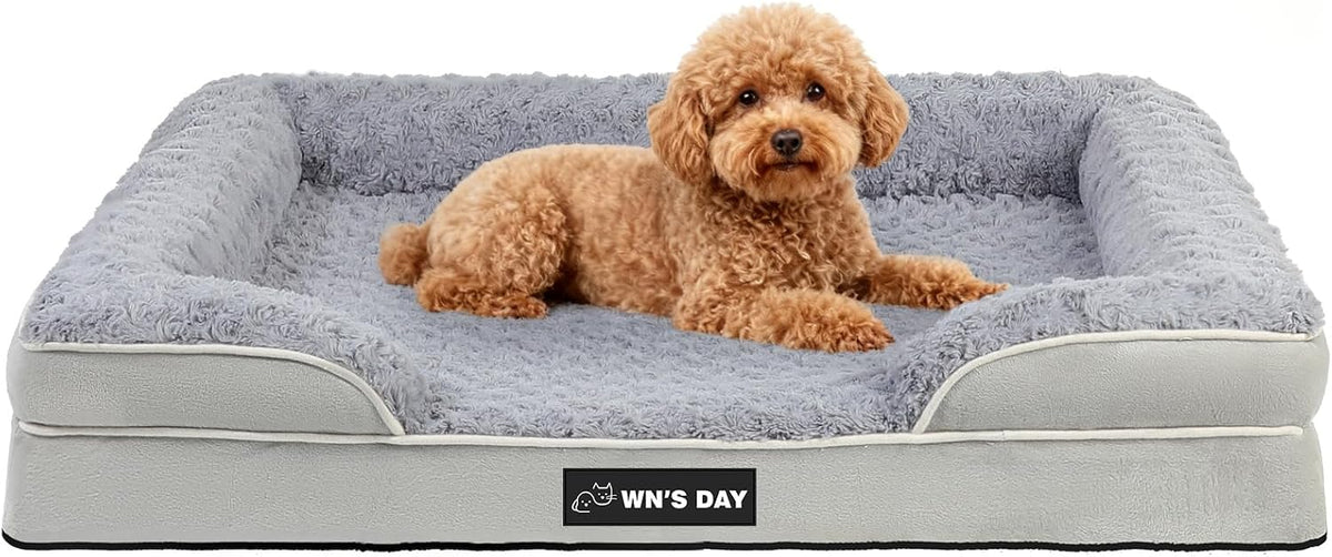 Orthopedic Dog Beds Medium Large Sized Dog, Dog Sofa Bed - Medium(28 * 23 * 6.5 In) / Grey