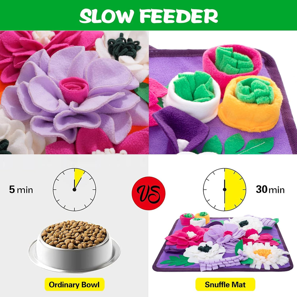 Snuffle Mat for Dogs,Dog Feeding Mat Sniff Mat Interactive Dog Puzzle Mat for Training and Stress - purple - image 4