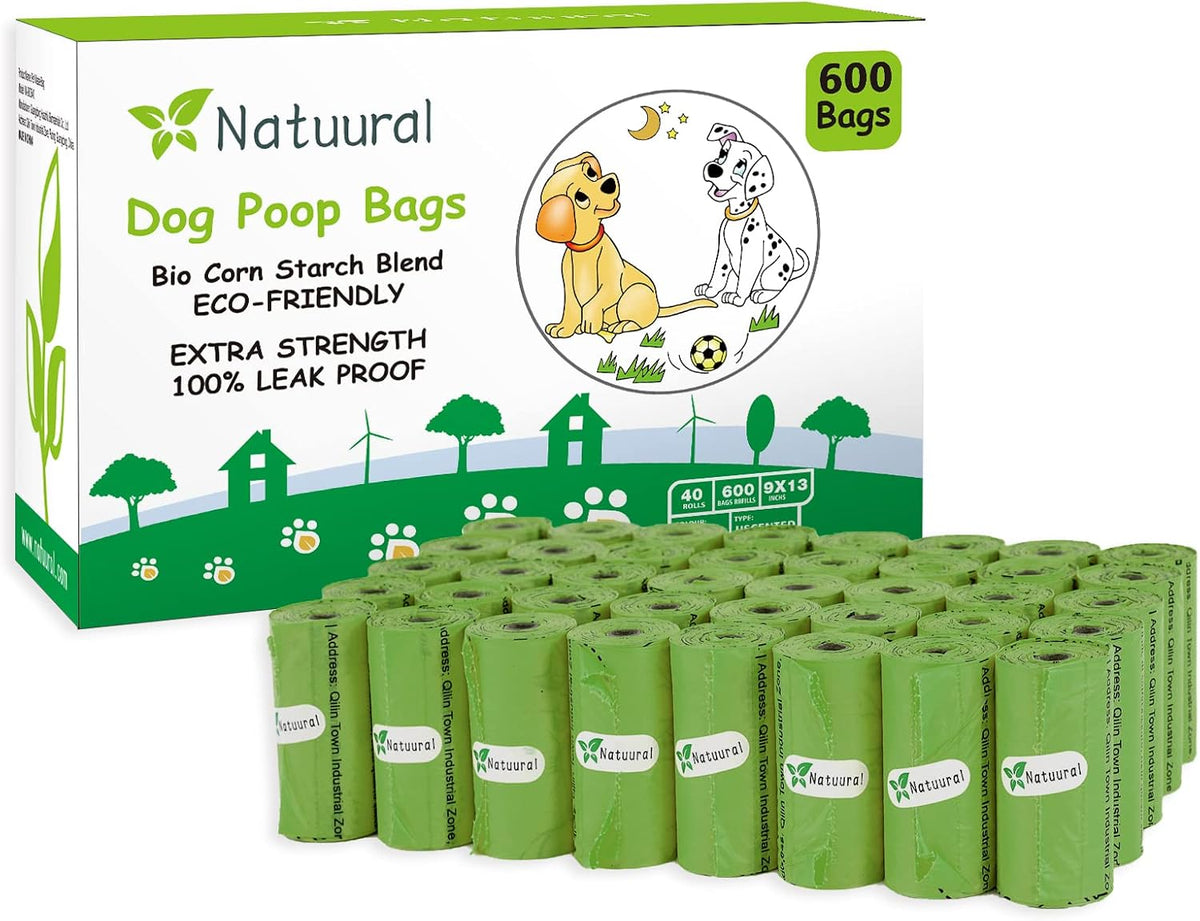 Dog Poop Bags-150 Counts with Leash Dispenser, 10 Rolls - Green / 600 Count (Pack of 1)