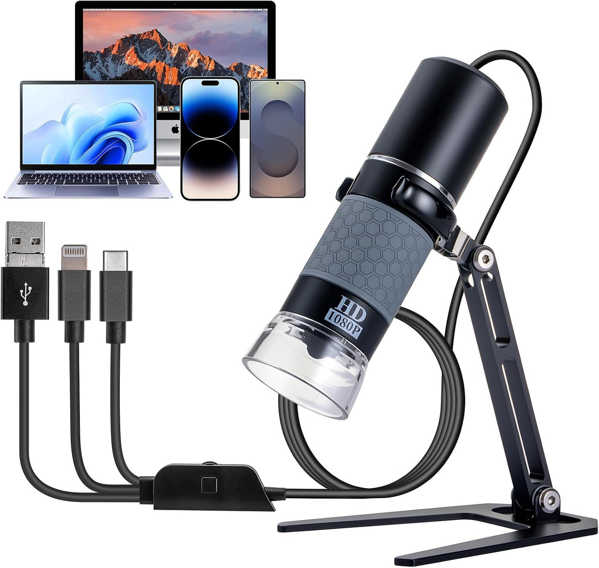 cainda aluminum alloy bracket stand with U-shaped base for USB and WiFi microscopes - view 2