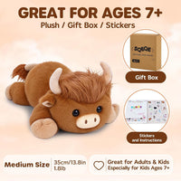 SQEQE Weighted Black Cat Plush - Highland Cow Plush / Medium(13.8 Inch) - image 2