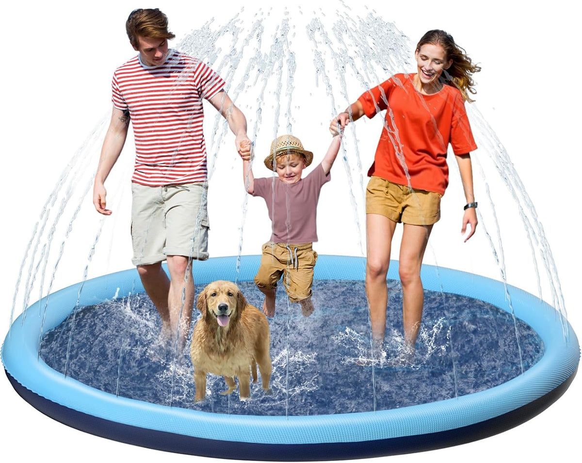 Jasonwell non slip splash pad sprinkler for kids and dogs spraying water in a backyard - view 8