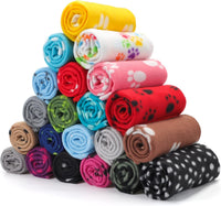 Eccliy 20 Pcs Puppy Blanket Fleece Pet Dog Throw - Paw / 28 x 24 Inch