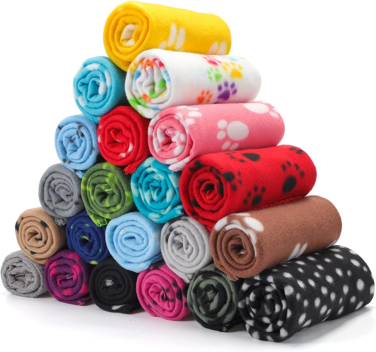 Eccliy 20 Pcs Puppy Blanket Fleece Pet Dog Throw - Paw / 28 x 24 Inch