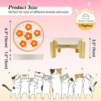 Ceramic Slow Feeder Cat Bowl, 6.3" Whisker Friendly Anti-Vomit - Orange + Stand - image 2
