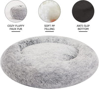 Calming Fluffy Donut Dog Bed for Large Dogs, 36" Round - 23.0"L x 23.0"W x 7.0"Th / Dark Grey - image 3