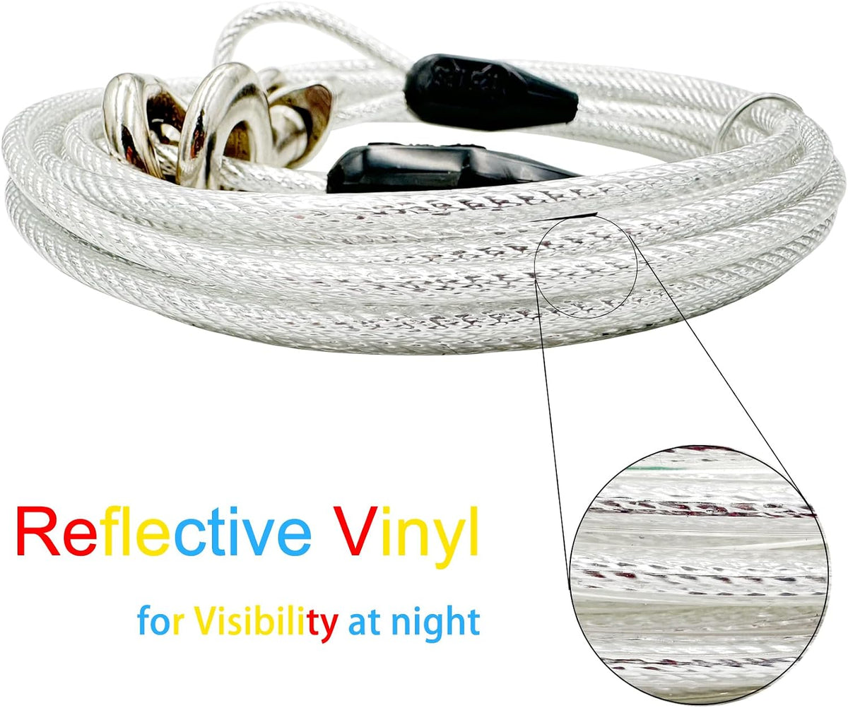 30ft Reflective Tie-Out Cable for Heavy Dogs Up to – Essentials for Dogs - 125lbs15ft / Black & Silver - image 3