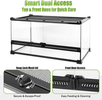 Folding Reptile Travel Terrarium Tank 17" × 12" × 10" – Essentials for Reptiles And Amphibians - 20" x 12" x 10" - image 4
