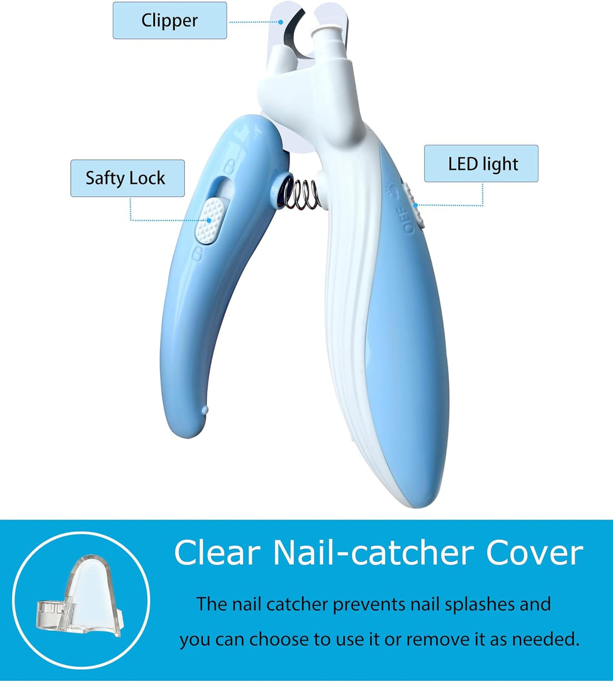 Cat Dog Pet Nail Clippers with Light - Pink - image 4