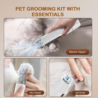Dog Grooming Vacuum, Dog Grooming Kit with Pet Clipper Nail Grinder, 3 Suction Modes Dog Brush Vacuum with 6 Pet Grooming Tools (Brown)