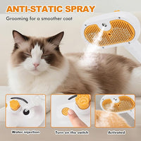 Pet Steam Brush for Cats and Dogs, 4-in-1 Spray Hair Removal Comb, Cat Brush for Shedding and Grooming for Long & Short Haired Pets