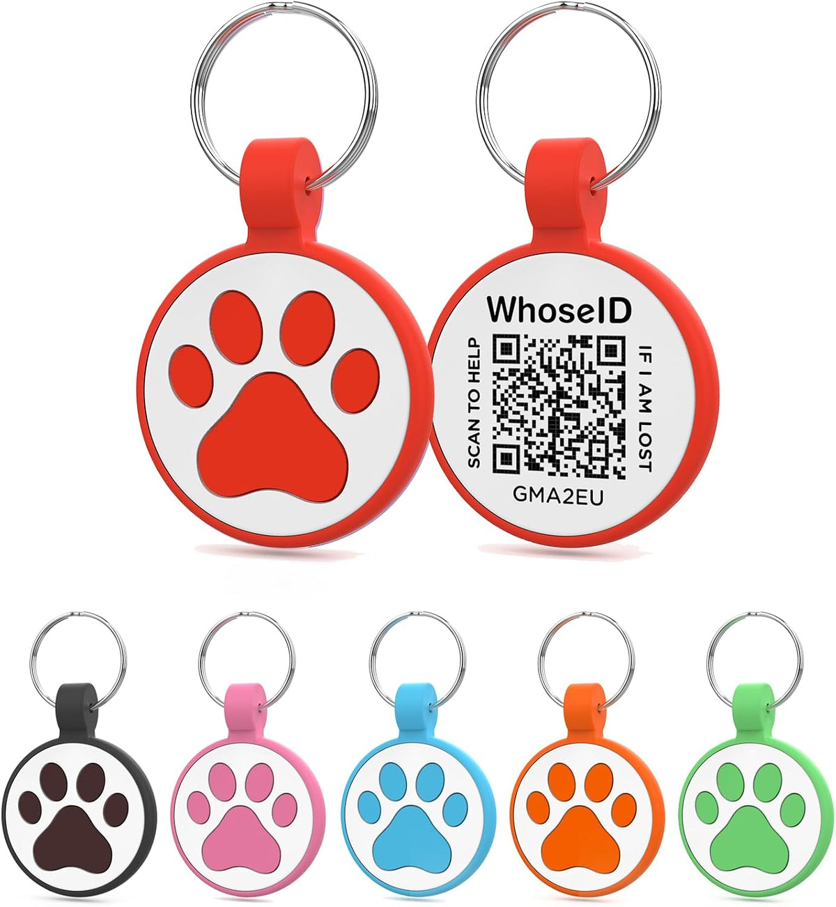 Personalized Dog Tag, Laser Engraving QR Code - Medium to Large Breeds - 1.25" / Red