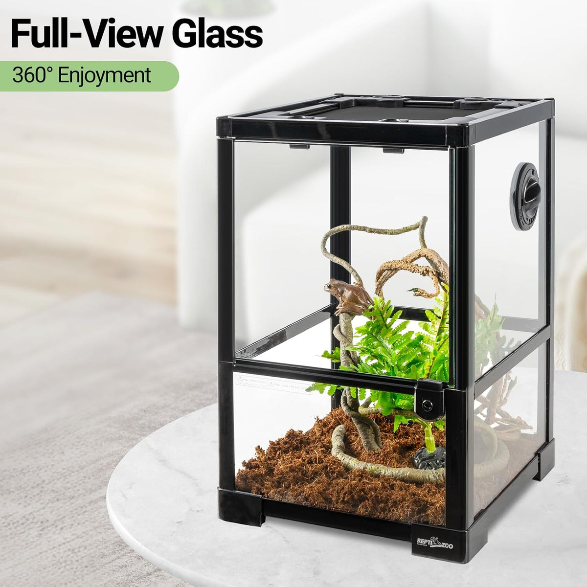 REPTI ZOO 34 Gallon Large Reptile Glass Terrarium Tank with Foam - Green / 12"W X 12"D X 18"H (10Gallon) - image 3