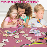 WUBOMJIO princess fairy wands craft kit with 14 wooden wands, gem stickers and colorful ribbons - view 3