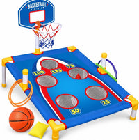 TOY Life Bean Bags Toss Carnival Games, Cornhole - 3-in-1 Game with Basketball Hoop and Ring Toss