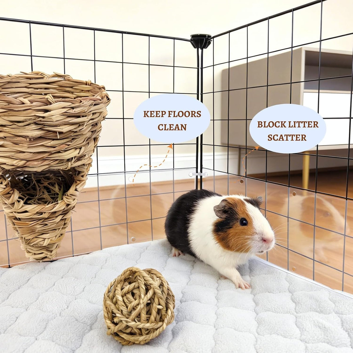 12 Pcs Cage Guard 13.8"x4.7" with Zip Ties Scatter Guard Clear – Essentials for Small Pets - 13.8" x 4.7" (12 PCS, 8 Holes) - image 2