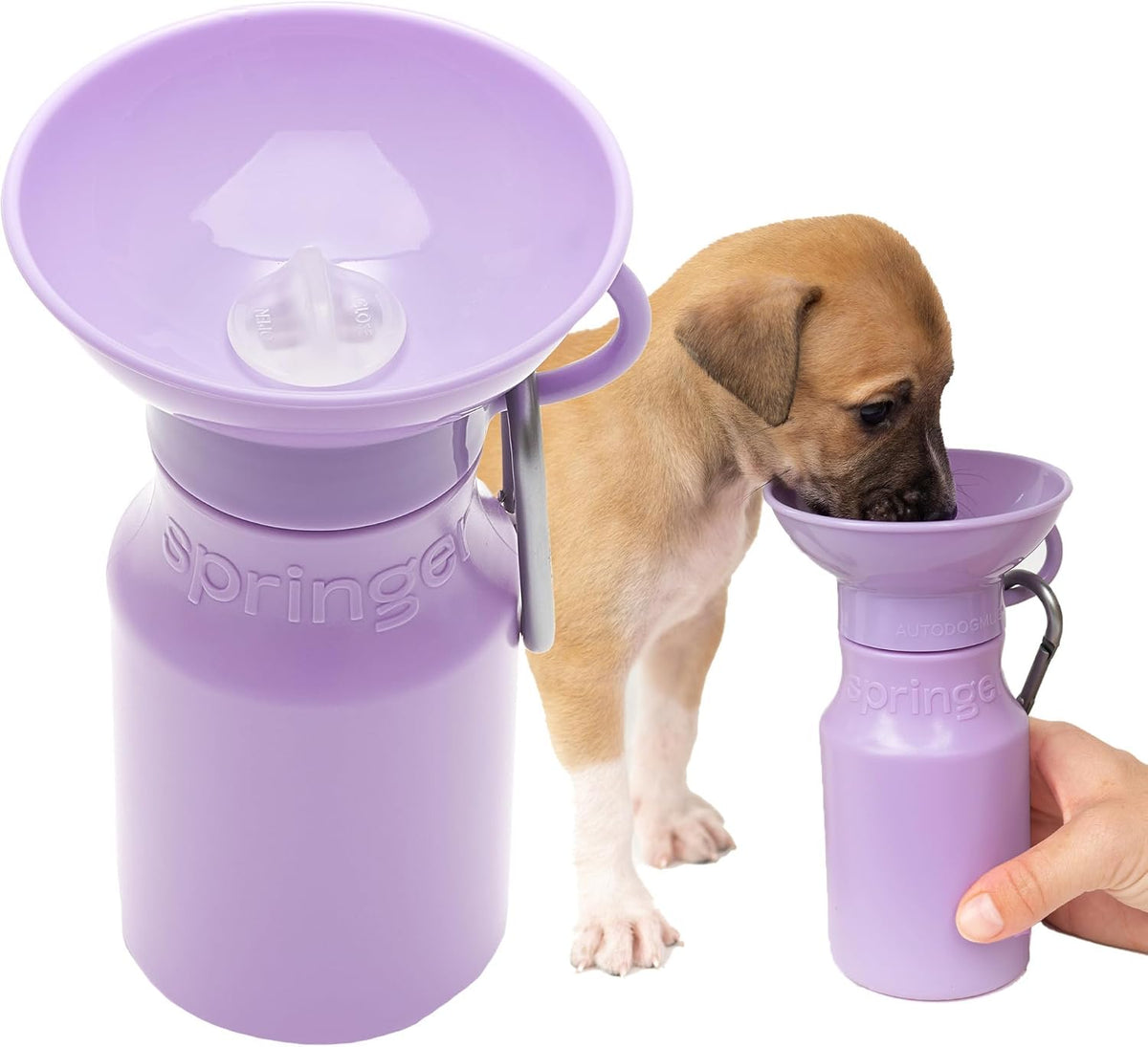 Springland 22oz Classic Portable Dog Water Bottle with Built-in Bowl - Lilac / 15oz Mini