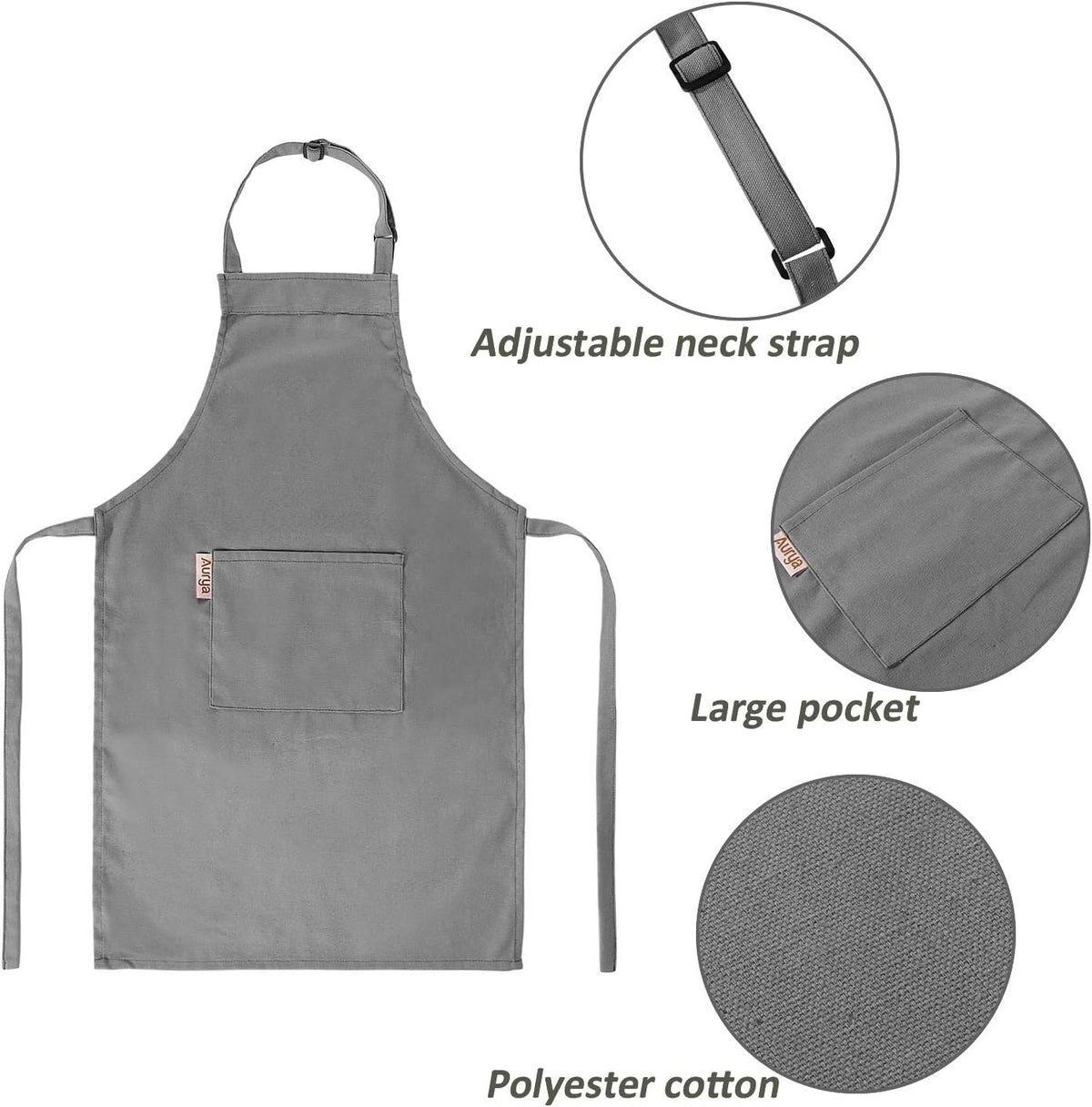 Aurya kids apron and chef hat set in light blue with front pocket and adjustable strap - view 26
